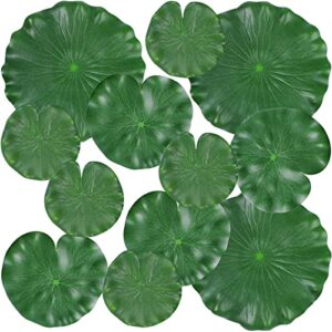 ffniu 12pcs lily pads for ponds, artificial floating foam lotus leaves, lily pads foliage pond decor for koi fish pool patio aquarium