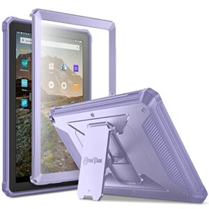 fintie case for amazon fire hd 10 and fire hd 10 plus tablet (only compatible with 11th generation 2021 release), [tuatara] rugged unibody hybrid kickstand cover w/built-in screen protector, lilac