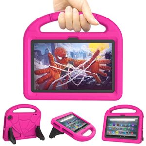 all-new fire 7 tablet case (12th generation, 2022 release) - dicekoo lightweight shockproof kid-friendly cover with handle & kickstand for kindle fire 7 kids tablet - pink