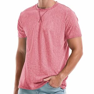 kliegou men's t-shirts - elasticity cotton crew neck tees 2166 pink xl