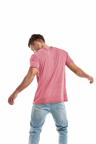 KLIEGOU Men's T-Shirts - Elasticity Cotton Crew Neck Tees 2166 Pink XL