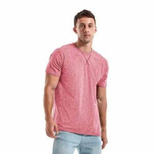 KLIEGOU Men's T-Shirts - Elasticity Cotton Crew Neck Tees 2166 Pink XL