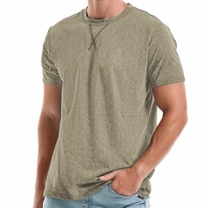 KLIEGOU Men's T-Shirts - Elasticity Cotton Crew Neck Tees 2166 ArmyGreen