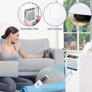 HOMCOM 8000 BTU Mobile Portable Air Conditioner with Cooling, Dehumidifier, and Ventilating with Remote Control, 2 Speed Fans, 24-Hour Timer for Bedroom, Living Room, Home Office, White