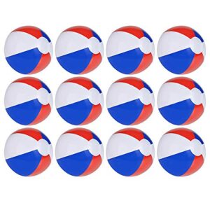 The Dreidel Company Inflatable Patriotic Beach Balls US Flag Design for Swimming Pool Party, Birthday, Summer Fun Toy, 12" Inch (6-Pack)