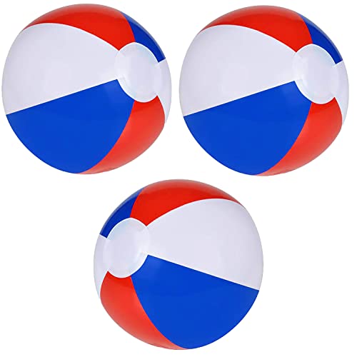 The Dreidel Company Inflatable Patriotic Beach Balls US Flag Design for Swimming Pool Party, Birthday, Summer Fun Toy, 12" Inch (6-Pack)