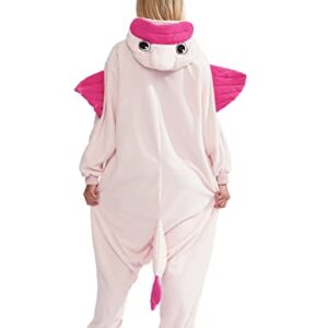 LASSUPIN Adult Pink Blobfish Onesie Pajamas Animal Cosplay Homewear Sleepwear Jumpsuit Costume for Women Men