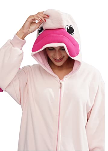 LASSUPIN Adult Pink Blobfish Onesie Pajamas Animal Cosplay Homewear Sleepwear Jumpsuit Costume for Women Men