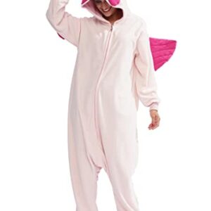 LASSUPIN Adult Pink Blobfish Onesie Pajamas Animal Cosplay Homewear Sleepwear Jumpsuit Costume for Women Men