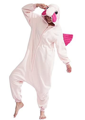 LASSUPIN Adult Pink Blobfish Onesie Pajamas Animal Cosplay Homewear Sleepwear Jumpsuit Costume for Women Men