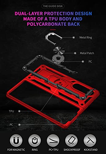 SunStory Compatible with Galaxy Z Fold 3 Case,Samsung Z Fold 3 Case [Military Grade16ft. Drop Tested] with Magnetic Kickstand Car Mount Cover for Samsung Galaxy Z Fold 3 5G 2021 (Z Fold 3, Dark Red)