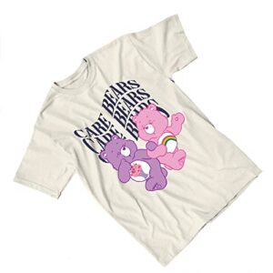 Care Bears Ladies Fashion Shirt - Ladies Classic Clothing - Cheer Friend Funshine Good Luck Tie Dye Tee (Vintage White, Medium)