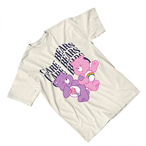 Care Bears Ladies Fashion Shirt - Ladies Classic Clothing - Cheer Friend Funshine Good Luck Tie Dye Tee (Vintage White, Medium)