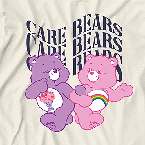 Care Bears Ladies Fashion Shirt - Ladies Classic Clothing - Cheer Friend Funshine Good Luck Tie Dye Tee (Vintage White, Medium)