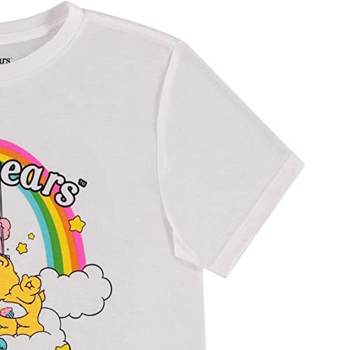 Care Bears Ladies Fashion Shirt - Ladies Classic Clothing - Cheer Friend Funshine Good Luck Curved Hem Tee (White, Small)