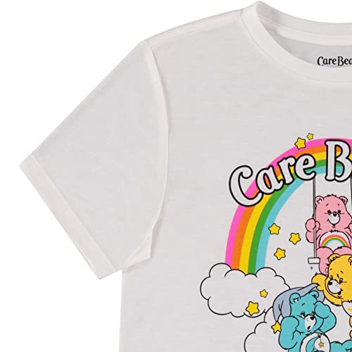 Care Bears Ladies Fashion Shirt - Ladies Classic Clothing - Cheer Friend Funshine Good Luck Curved Hem Tee (White, Small)