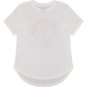 Care Bears Ladies Fashion Shirt - Ladies Classic Clothing - Cheer Friend Funshine Good Luck Curved Hem Tee (White, Small)