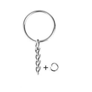 KINGFOREST 50PCS Split Key Ring with Chain 1 inch and Jump Rings,Split Key Ring with Chain Silver Color Metal Split Key Chain Ring Parts with Open Jump Ring and Connector.