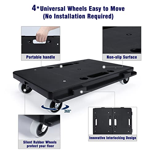 Insdawn Furniture Dolly,Moving Dolly Furniture Mover 4 Wheels Heavy Duty Small Flat Dolly Cart Portable Dollies with Wheels 2 Pack,16.3 x 11.4 inch 500 Lbs Capacity Each Count, Black