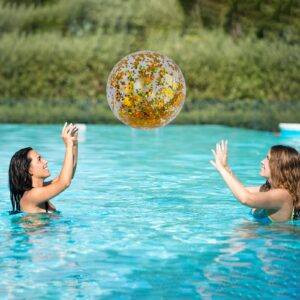utoimkio 16 inch giant inflatable beach ball swimming pool ball, bling bling glitter sparkle sequin beach floatable balls for summer holiday parties favors, outdoor water fun toys (color e)