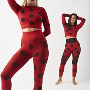 Miraculous Ladybug Womens Leggings Active Cosplay - Seamless for Gym Workout, Exercise, Yoga, Running by MAXXIM Red Small