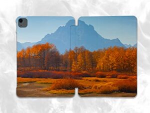 mountain autumn leaves nature case compatible with ipad mini air pro 7.9 8.3 9.7 10.2 10.9 11 12.9 inch pattern cover new 2022 2021 trifold stand 3 4 5 6 7 8 9 generation 187 (10.9" air 4)