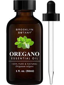 brooklyn botany oregano essential oil – 100% pure and natural – therapeutic grade essential oil with dropper - oregano oil for aromatherapy and diffuser - 1 fl. oz