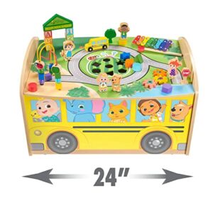 CoComelon Wheels on The Bus Wooden Activity Table, Recycled Wood, Officially Licensed Kids Toys for Ages 18 Month, Gifts and Presents