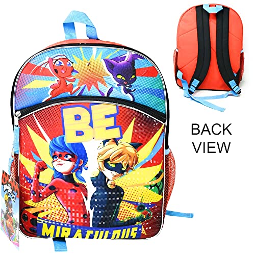 Miraculous Ladybug Backpack Ladybug Bag with Front Pocket and Zippered Compartments, Perfect Backpack for Teens and Kids, Ideal for School, Travel, and Road Trips - 16 Inches