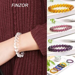 FINZOR 15Pcs 8mm Beaded Stretch Bracelet Handmade Round Glass Bracelet for Women Multicolor Matte Beads Elastic Bracelet Shining Beads Wristband Valentines Jewelry