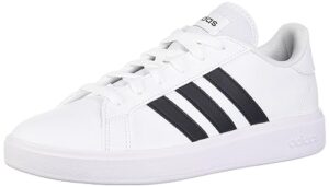 adidas women's grand court base 2.0 tennis shoes, cloud white-core black, 8