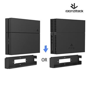 Monzlteck Wall Mount for PS4 Original(Old Model),Near or Behind TV, Space Saving,Customized to Perfectly Fit Old PlayStation4 (Black)