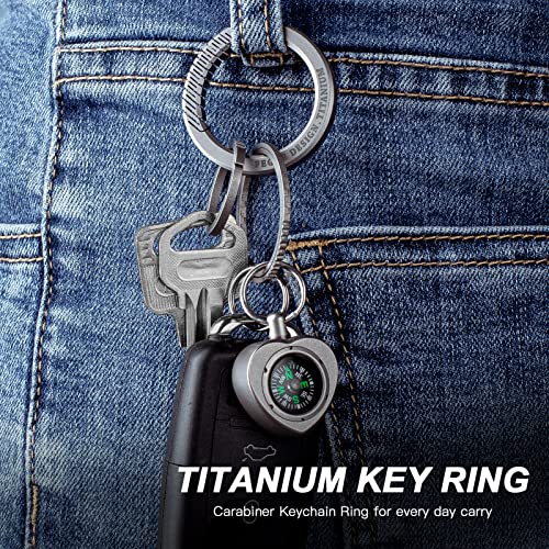 TISUR Key Rings for Keychains,Carabiner Keychain Ring Titanium Key Rings Heavy Duty Round Split Rings for Men and Women (2pcs Large key rings)