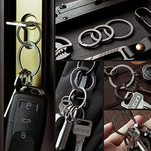 TISUR Key Rings for Keychains,Carabiner Keychain Ring Titanium Key Rings Heavy Duty Round Split Rings for Men and Women (2pcs Large key rings)