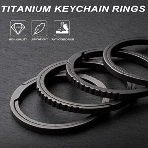 TISUR Key Rings for Keychains,Carabiner Keychain Ring Titanium Key Rings Heavy Duty Round Split Rings for Men and Women (2pcs Large key rings)