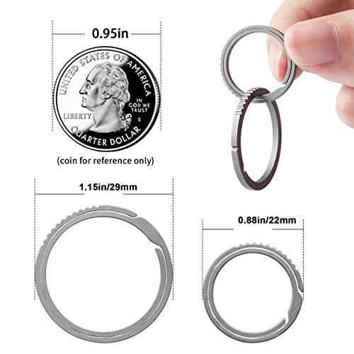 TISUR Key Rings for Keychains,Carabiner Keychain Ring Titanium Key Rings Heavy Duty Round Split Rings for Men and Women (2pcs Large key rings)