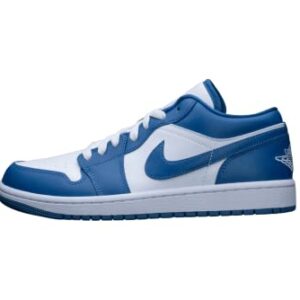 Nike Women's Air Jordan 1 Low UNC Basketball Shoe, White/Dk Marina Blue-White, 7