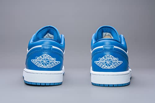 Nike Women's Air Jordan 1 Low UNC Basketball Shoe, White/Dk Marina Blue-White, 7