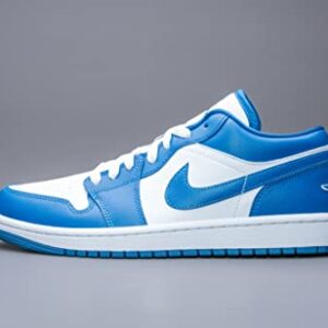 Nike Women's Air Jordan 1 Low UNC Basketball Shoe, White/Dk Marina Blue-White, 7