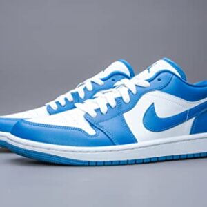 Nike Women's Air Jordan 1 Low UNC Basketball Shoe, White/Dk Marina Blue-White, 7