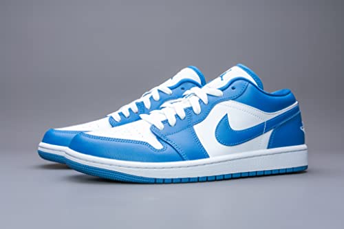 Nike Women's Air Jordan 1 Low UNC Basketball Shoe, White/Dk Marina Blue-White, 7