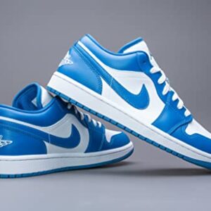 Nike Women's Air Jordan 1 Low UNC Basketball Shoe, White/Dk Marina Blue-White, 7