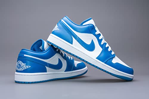 Nike Women's Air Jordan 1 Low UNC Basketball Shoe, White/Dk Marina Blue-White, 7