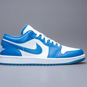 Nike Women's Air Jordan 1 Low UNC Basketball Shoe, White/Dk Marina Blue-White, 7