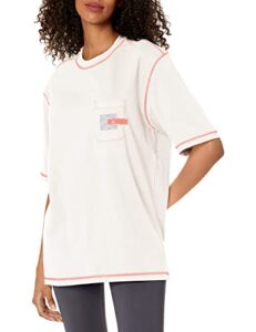 adidas women's sport statement boyfriend pocket t-shirt, white, medium