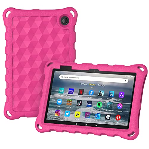 All-New Fire 7 Tablet Case 7" 12th Generation (2022 Release) Latest Model,Fire Tablet 7 Case for Kids,DiHines Kids Shock Proof Protective Tablets Cover Cover for Amazon Kindle Fire 7 Tablet,Pink