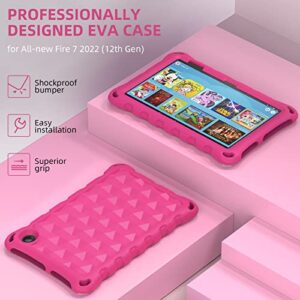 All-New Fire 7 Tablet Case 7" 12th Generation (2022 Release) Latest Model,Fire Tablet 7 Case for Kids,DiHines Kids Shock Proof Protective Tablets Cover Cover for Amazon Kindle Fire 7 Tablet,Pink