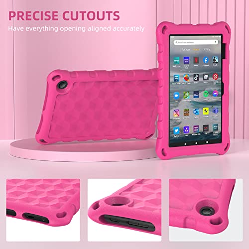 All-New Fire 7 Tablet Case 7" 12th Generation (2022 Release) Latest Model,Fire Tablet 7 Case for Kids,DiHines Kids Shock Proof Protective Tablets Cover Cover for Amazon Kindle Fire 7 Tablet,Pink