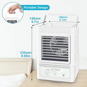 Portable Air Conditioner with 3 Wind Speeds,60°&120°Auto Oscillation Evaporative Portable Air Conditioner Fan,Quite Personal Air Cooler Humidifier for Home Office Outdoor,White