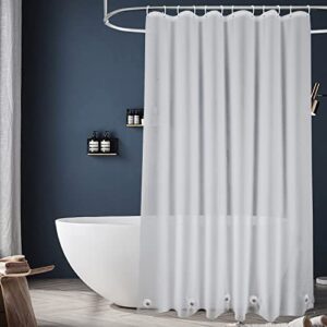 eurcross frosted peva plastic shower curtain liner 74 inch long length,waterproof opaque shower liner with 5 bottom magnets no smells with rustproof grommets
